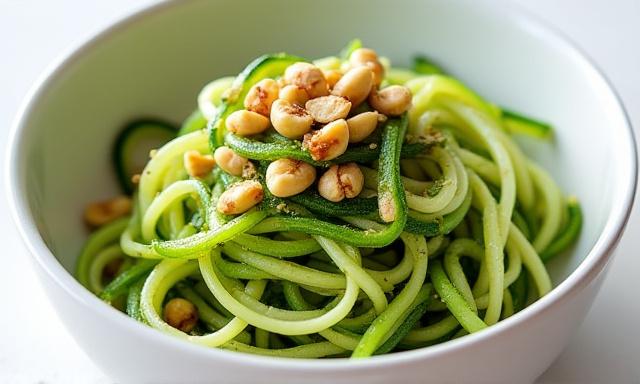 Zucchini noodle pasta with fresh pesto