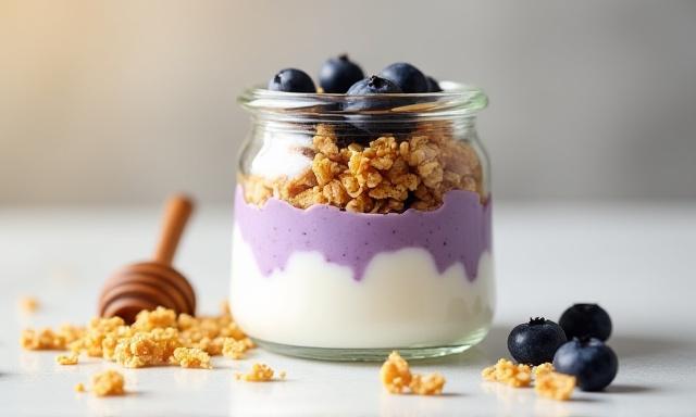 Fruit and yogurt parfait with homemade granola