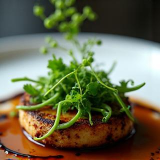 Fresh herbs onto a plate
