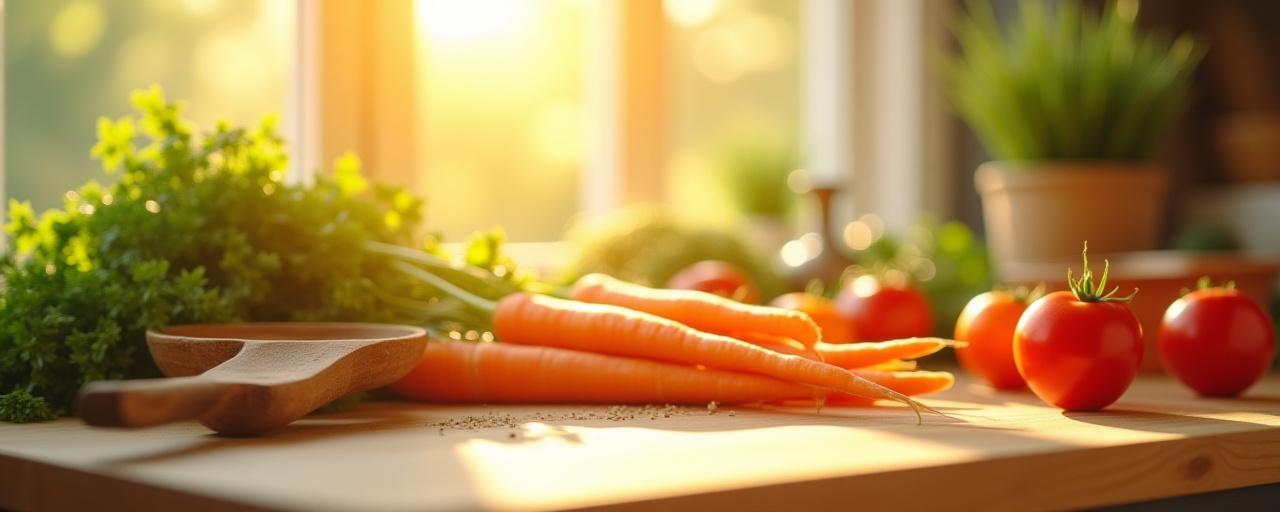Wholesome kitchen atmosphere with fresh ingredients
